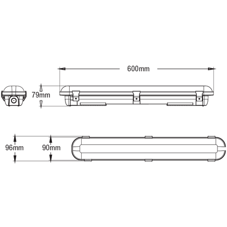 Weatherproof LED Batten 18w Tricolour 600mm