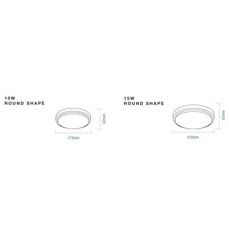 Cove 210mm LED Round Bunker Light 15w Tricolour W/ PIR Sensor