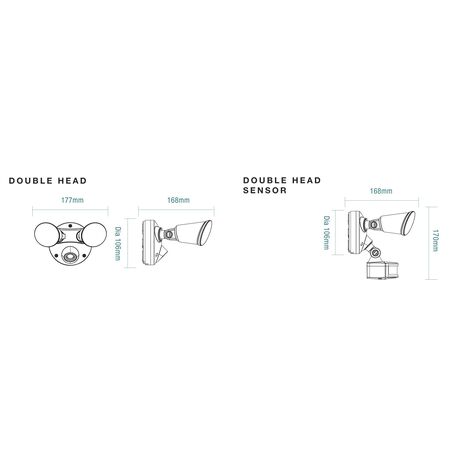 Defender Double Spot LED Outdoor Flood Light 2 x 10w Tricolour Matt Black