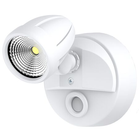 Bandit LED Flood Light Outdoor IP54 Single Spot 12W Tricolour Matt White