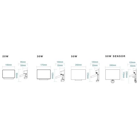 Opal LED Outdoor Flood Light with Flex & Plug 150w Tricolour Matt Black