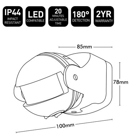 Brilliant White Uni-Scan 180° PIR Security Sensor