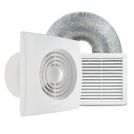 HPM 100mm 14W Square Wall Exhaust Fan Kit White