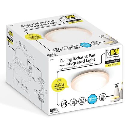 HPM Non-ducted Ceiling Exhaust Fan with Integrated LED Light White
