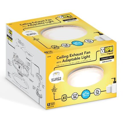 HPM Non-ducted Ceiling Exhaust Fan with Adaptable Light White