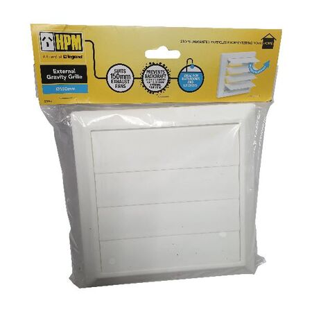 HPM Gravity Ventilation Grille 150mm White