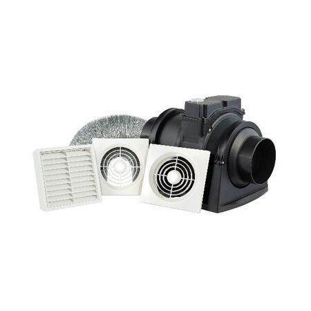 HPM 100mm 30W Square Inline Exhaust Fan Kit White