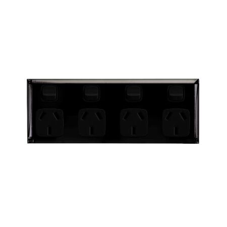 Excel - Horizontal 4 gang powerpoint 10A 240V a.c. black