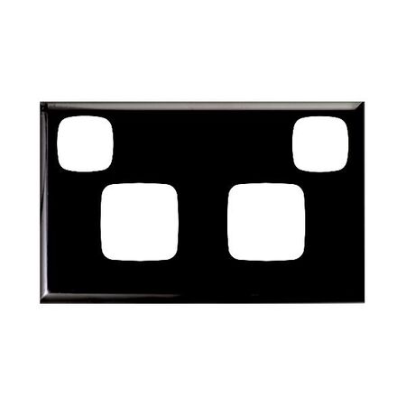Excel - Double powerpoint coverplate 2 gang stainless black