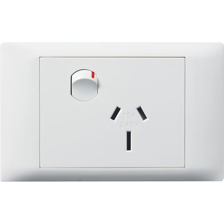 Excel Life - Common plate - Horizontal single powerpoint 1 gang 15A 240V a.c. white