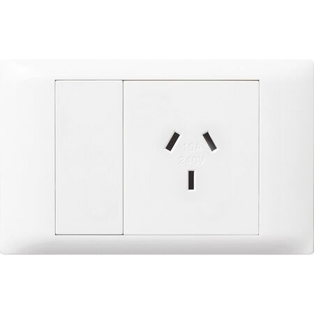 Excel Life - Common plate - Horizontal single powerpoint autoswitch 1 gang 10A 240V a.c. white