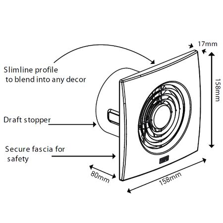 HPM Slimline 100mm Wall Exhaust Fan with Timer White