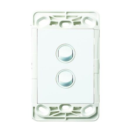 HPM VIVO 10A 2 Gang Vertical Rocker Switch Grid & Mechanism White