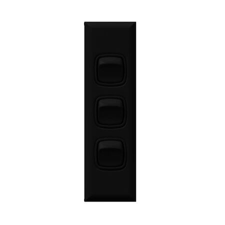 Excel - Architrave rocker switch - Single Pole Double Throw - 3 gang 2 way 10A 240V a.c. black