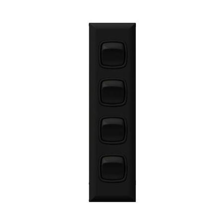 Excel - Architrave rocker switch - Single Pole Double Throw - 4 gang 2 way 10A 240V a.c. black