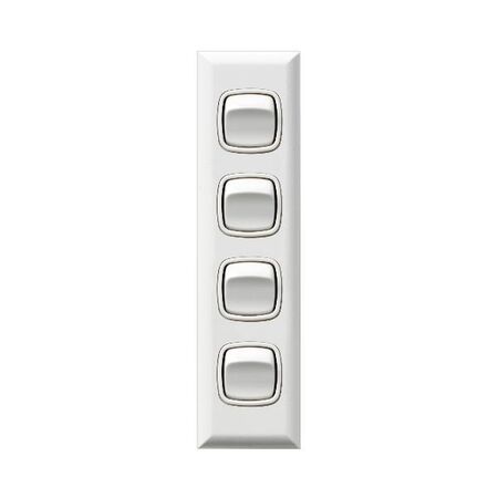 Excel - Architrave rocker switch - Single Pole Double Throw - 4 gang 2 way 10A 240V a.c. white