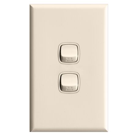 Excel - Vertical rocker switch - Single Pole Double Throw - 2 gang 2 way 10A 240V a.c. gloss cream