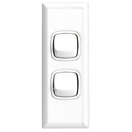 Excel - Architrave rocker switch - Single Pole Double Throw - 2 gang 2 way 10A 240V a.c. white