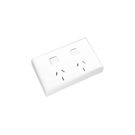 HPM Standard 10A Double Pole Double Power Point Deep Plate White