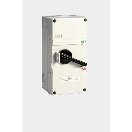 AQUA 20A IP56 Threaded Entry 1 Gang Isolating Switch Mist Grey
