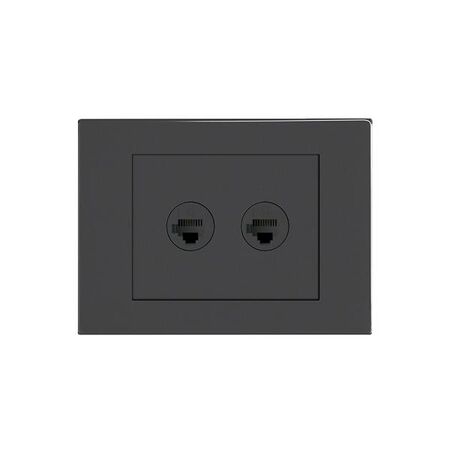 HPM VIVO 2 Gang Cat6 RJ45 Outlet Plate Dark Grey