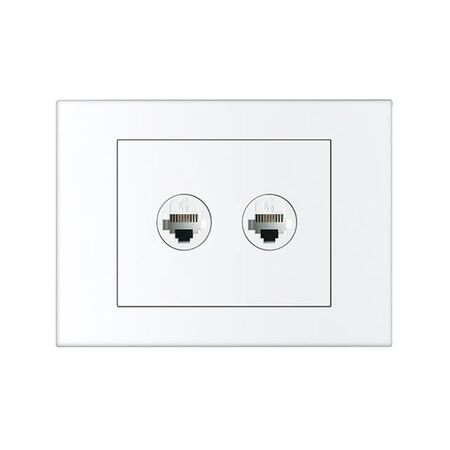 HPM VIVO 2 Gang Cat6 RJ45 Outlet Plate White