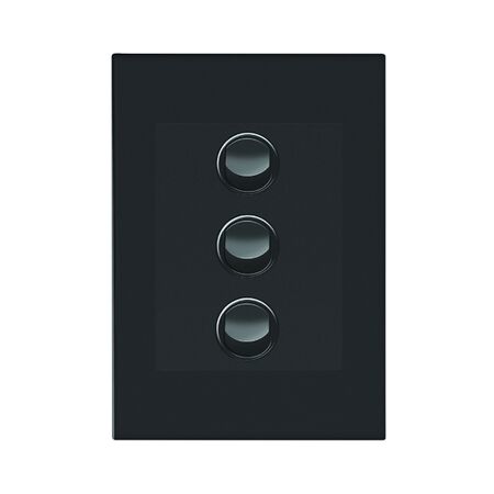 HPM VIVO 10A 3 Gang Vertical Rocker Switch Plate Dark Grey