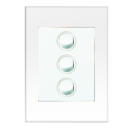 HPM VIVO 10A 3 Gang Vertical Rocker Switch Plate White