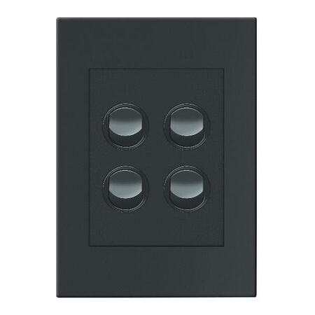 HPM VIVO 10A 4 Gang Vertical Rocker Switch Plate Dark Grey