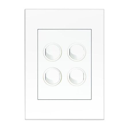 HPM VIVO 10A 4 Gang Vertical Rocker Switch Plate White