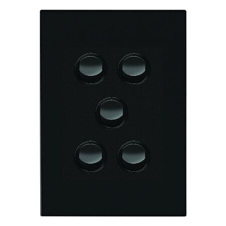 HPM VIVO 10A 5 Gang Vertical Rocker Switch Plate Dark Grey