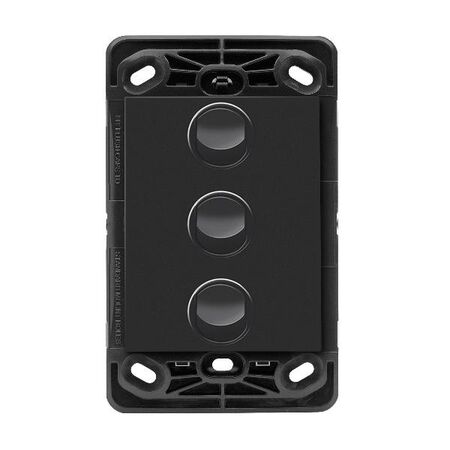 HPM VIVO 10A 3 Gang Vertical Rocker Switch Grid & Mechanism Dark Grey