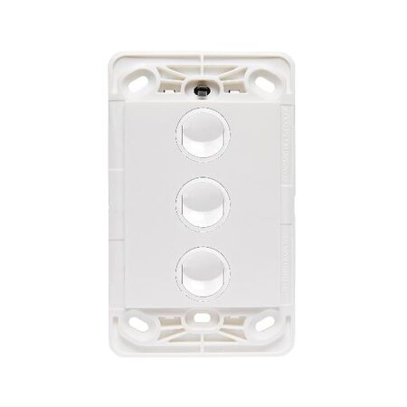 HPM VIVO 10A 3 Gang Vertical Rocker Switch Grid & Mechanism White
