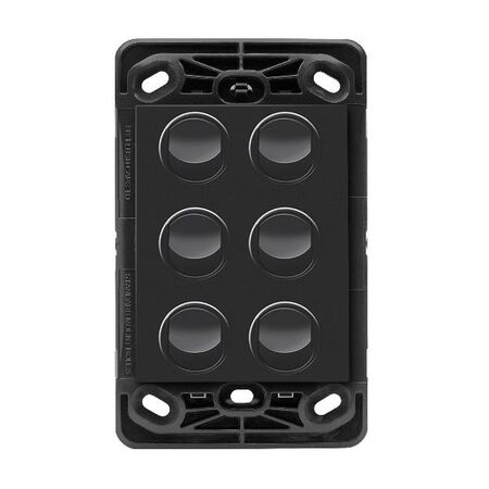HPM VIVO 10A 6 Gang Vertical Rocker Switch Grid & Mechanism Dark Grey