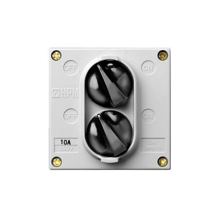 AQUA 10A IP56 2 Gang Rotary Switch Misty Grey