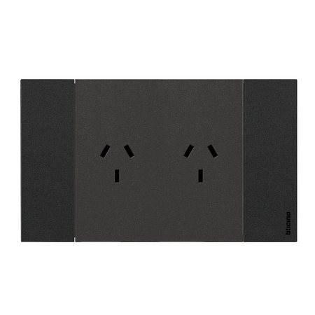 Bticino Living Now 4 Module Double Powerpoint Coverplate Black