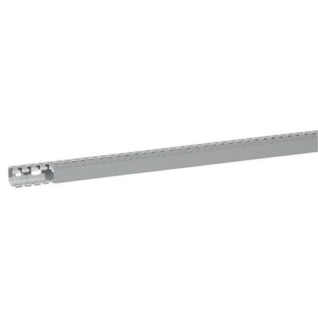 Transcab - Cable grey duct with cover - 2 metre length 25x25mm 2m 12.5mm finger DIN pitch with cover grey