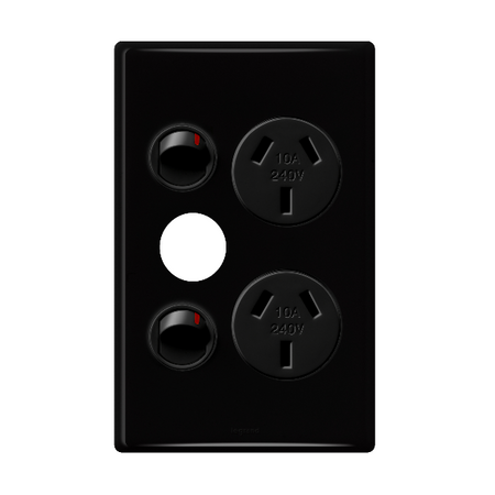 Excel Life 10A Vertical Double Powerpoint with Extra Function Hole Black