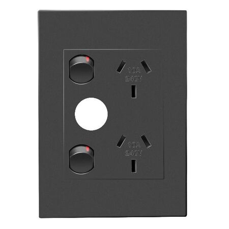 HPM VIVO 10A Vertical Double Power Point with Extra Function Hole Dark Grey