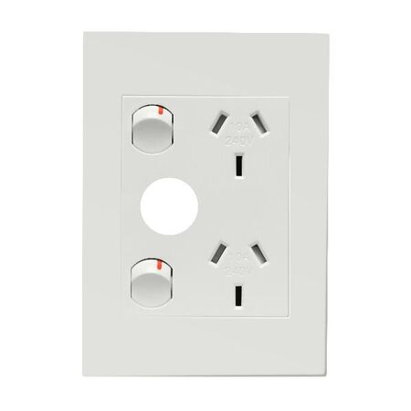 HPM VIVO 10A Vertical Double Power Point with Extra Function Hole White