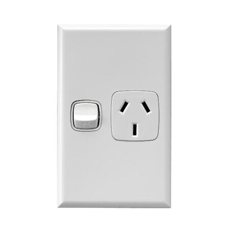 Excel - Vertical single powerpoint 1 gang 10A 240V a.c. white
