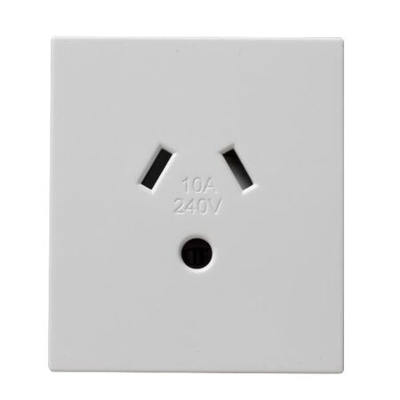 Excel Life - Horizontal single powerpoint mechanism 1 gang 10A 240V a.c. autoswitch with round earth white