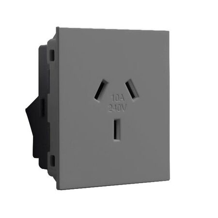 Excel Life - Horizontal single powerpoint mechanism 1 gang 10A 240V a.c. autoswitch urban grey