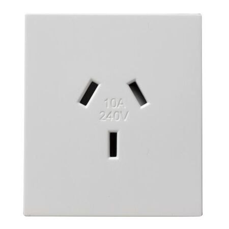 Excel Life - Horizontal single powerpoint mechanism 1 gang 10A 240V a.c. autoswitch white