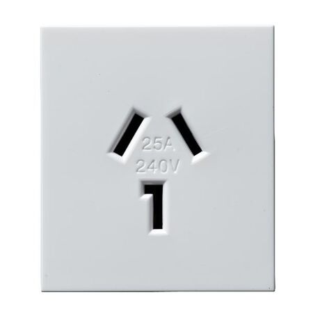 Excel Life - Horizontal single powerpoint mechanism 1 gang 25A 240V a.c. unswitched with L shape earth white