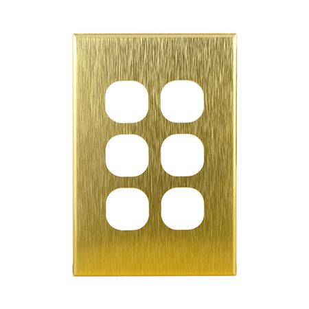 Brass Cover Plate for 6 Gang Switch GEO