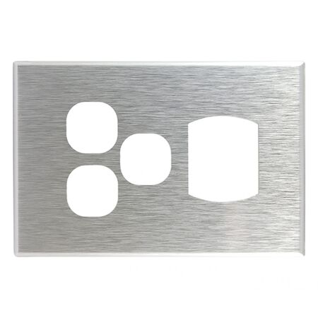 Metal Cover Plate Single Power Point with 2 Extra Switch