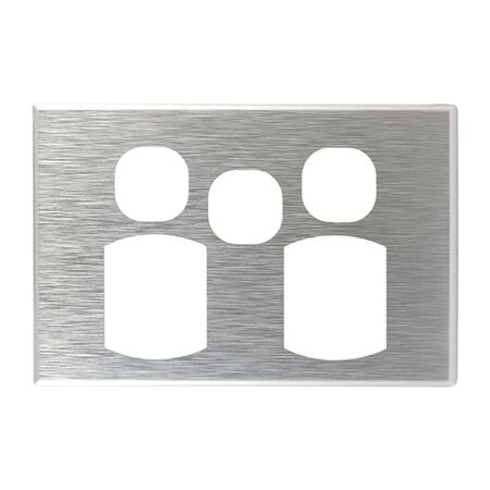 Metal Cover Plate Double Power Point with Extra Switch