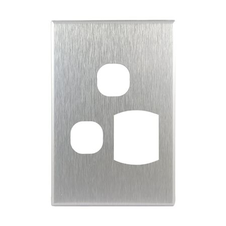 Metal Cover Plate Single Power Point with Extra Switch – VERTICAL