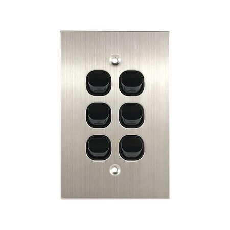 Stainless Steel Light Switch 6 Gang Vertical – BLACK